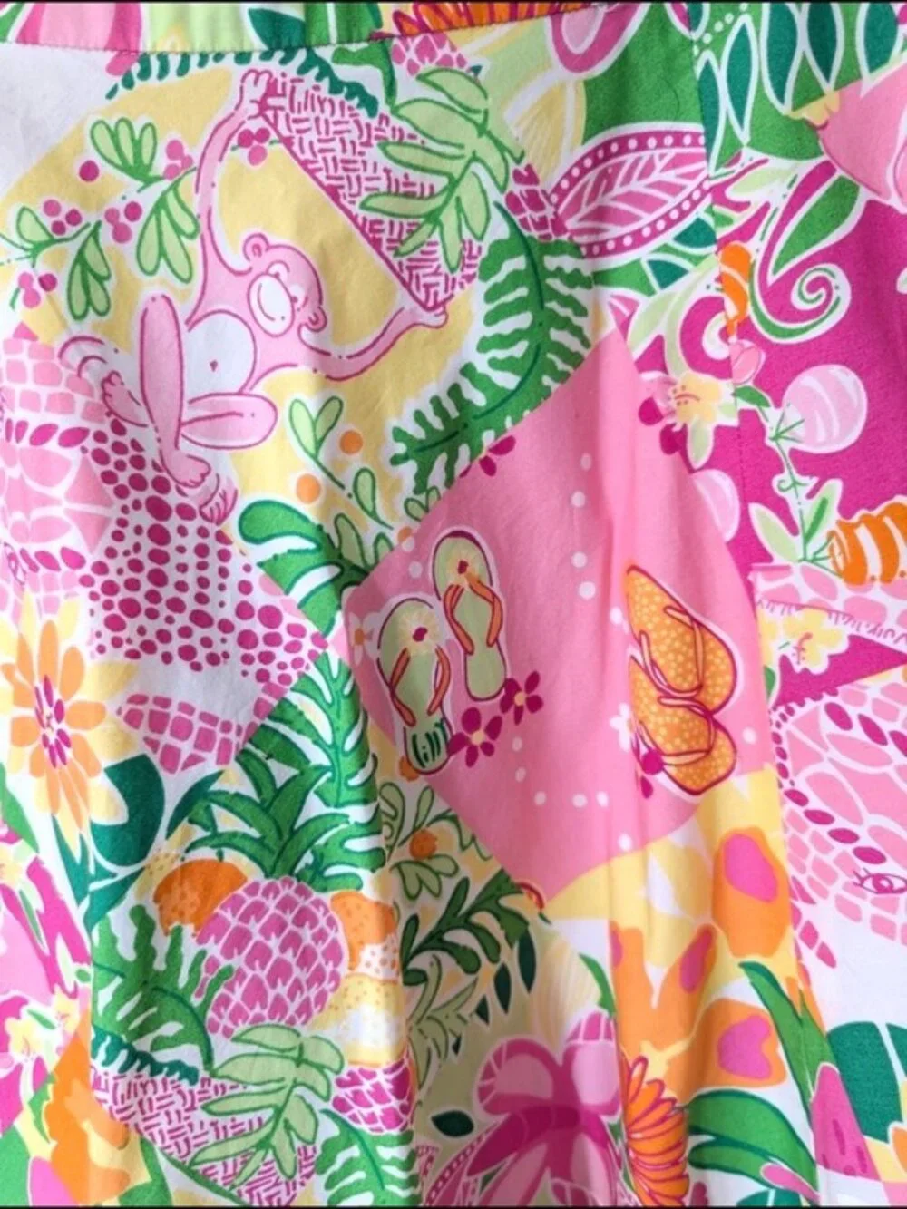 Lilly Pulitzer Cotton Pink Floral Circle Skirt with Crochet Hem Size 2 - Picture 3 of 6